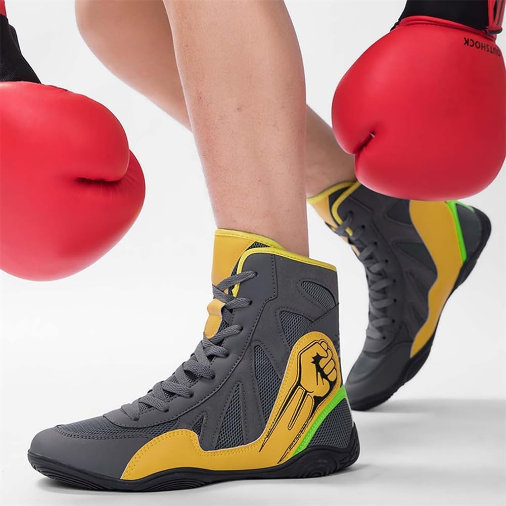 Men's Boxing Shoes Breathable Boxers Wrestling Trainer Non Slip Youth Bodybuilding Competition Shoes for Athletic Fitness