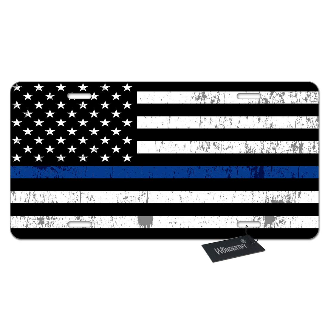 Wondertify American USA Flag License Plate, Line Flgas on Grunge Dirty Background Decorative Car Front License Plate,Vanity Tag,Metal Car Plate,Aluminum Novelty License Plate,6 X 12 Inch (4 Holes)