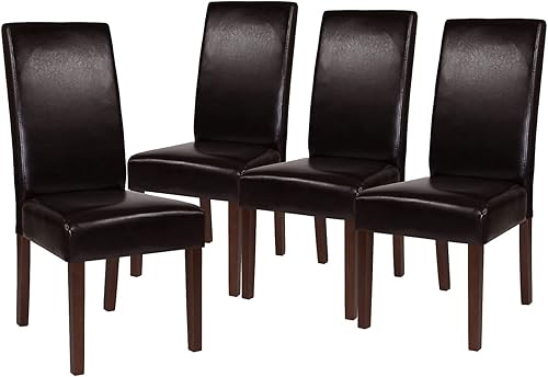 Miniatura 11 de Flash Furniture Greenwich Series - Juego de 2 sillas de comedor Parsons de mediados de siglo con parte trasera tapizada de LeatherSoft beige Beige