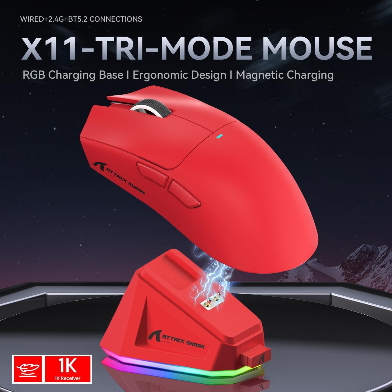 ATTACK SHARK X11 Ultra Hafif Üçlü Mod Oyun Faresi PAW3311 Optik