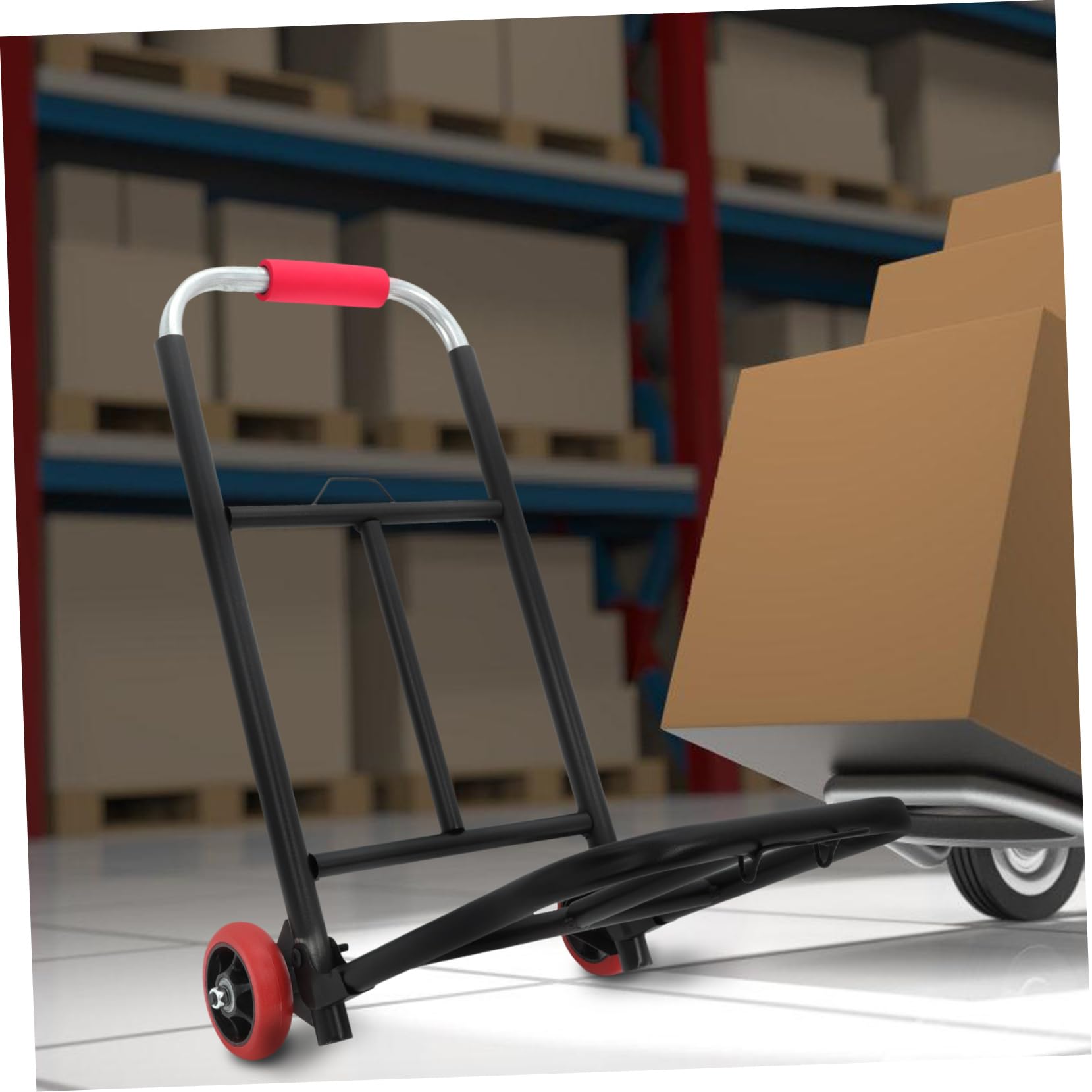 Carrello Portabagagli Pieghevole Nero in Ferro e Pu, 35kg | Manico Regolabile, Comfort Ergonomico, Uso Versatile, per Spesa e Pacchi