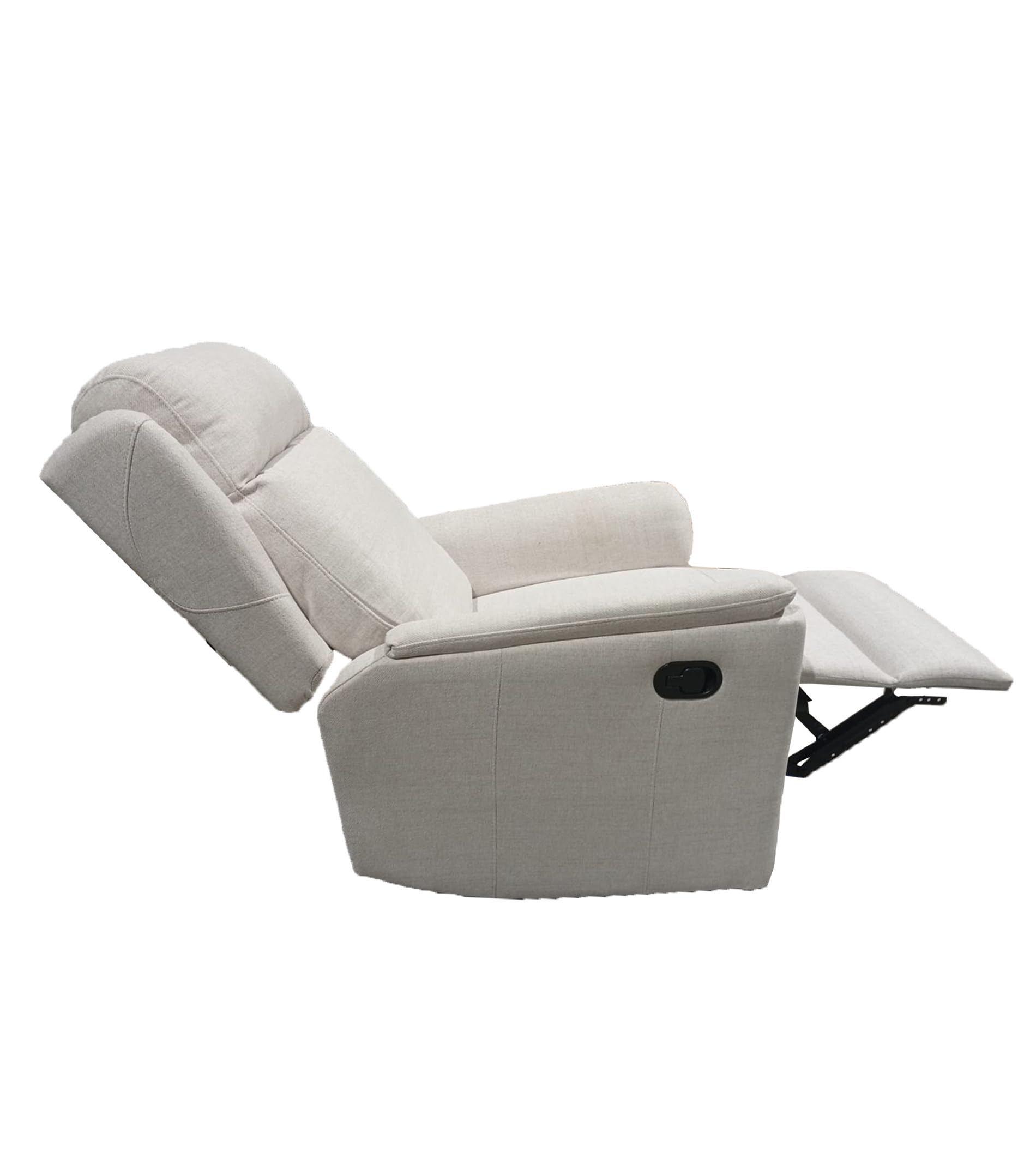 SWEET SOFA® Sillón Relax Reclinable Nievis con Palanca y Reposapiés Elevable, Tapizado en Tela Beige, Estructura de Madera y Acero, 107x72x98 cm, Butaca Individual para Salón o Descanso