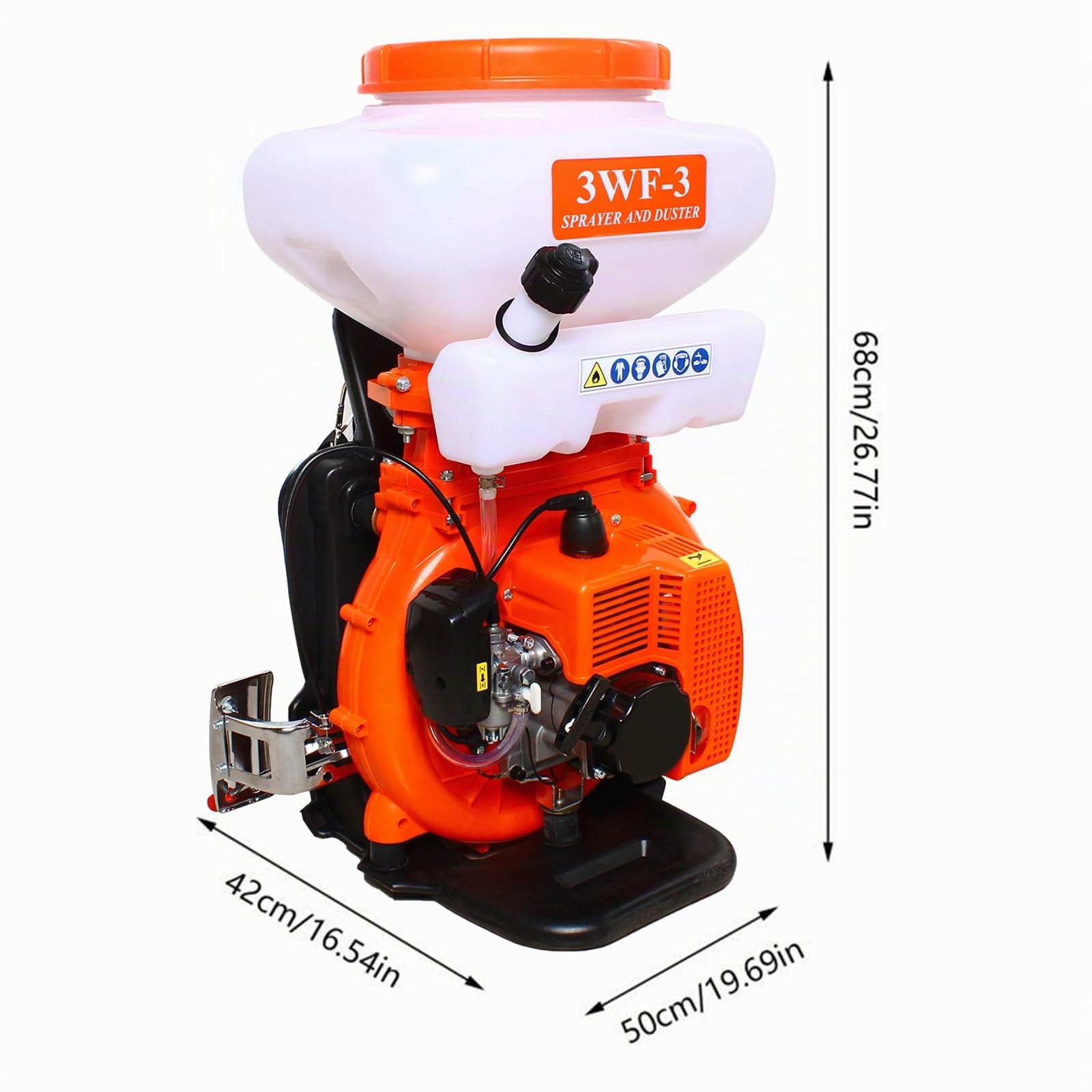 Motor de Pulverización de Gasolina para Espalmar en la Espalda 14L 2 Tiempos 2 13kW 2130W 7500 rpm 7500 U/min Alcance de Pulverización 12m Volumen de Pulverización 4L/min con Palanca de Control para