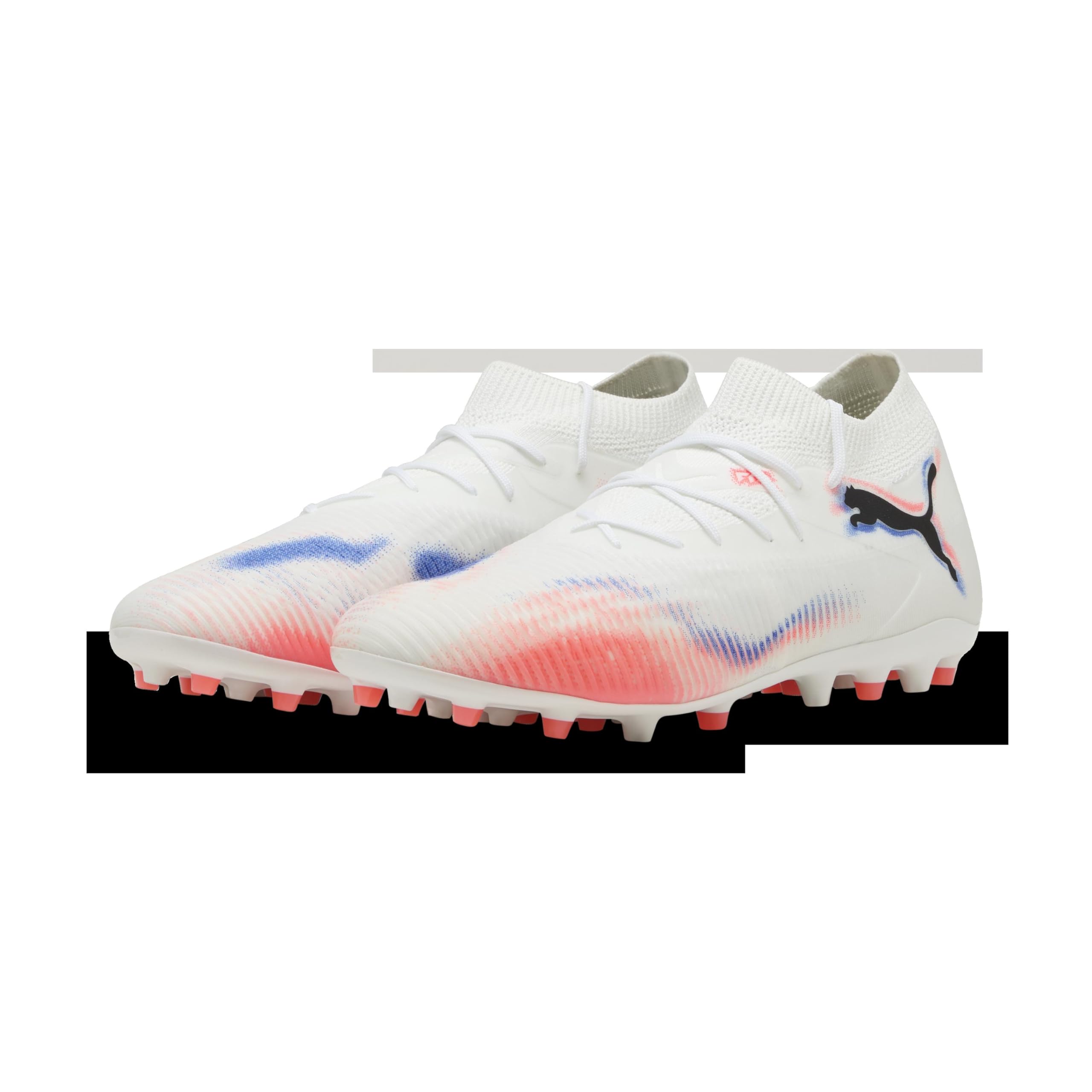 Puma Unisex Future 8 Match Multi-Ground Football Boots, Puma White-Puma Black-Glowing Red, 11.5 UK