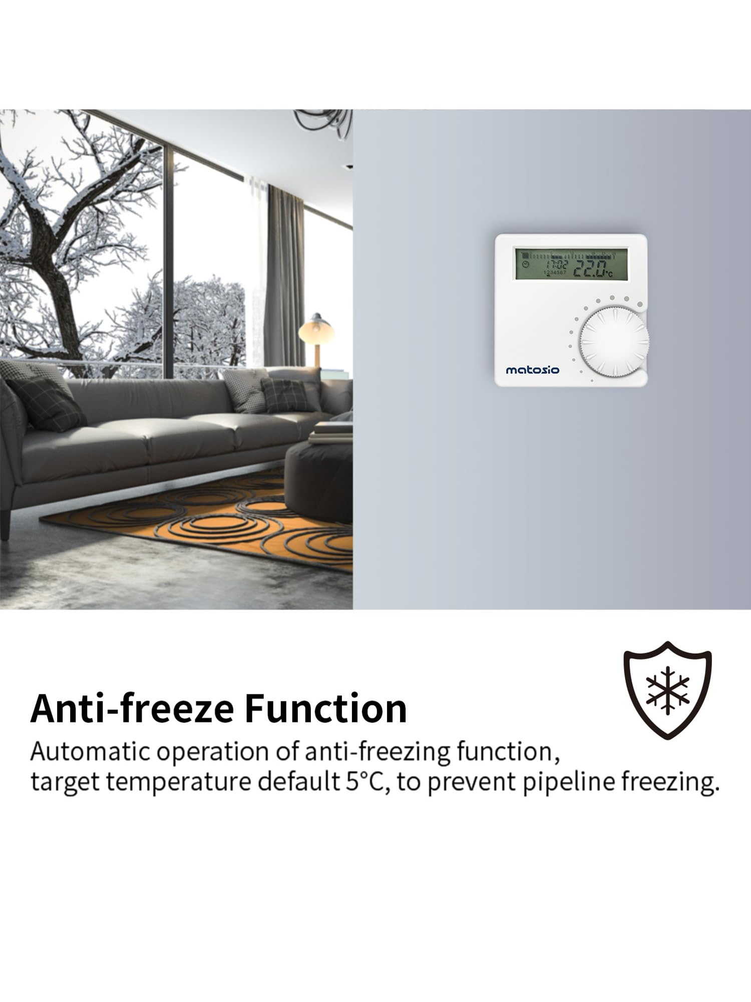 TH611 - Termostato programmabile per caldaia senza fili con ricevitore, termostato ambientale da parete, colore: Bianco