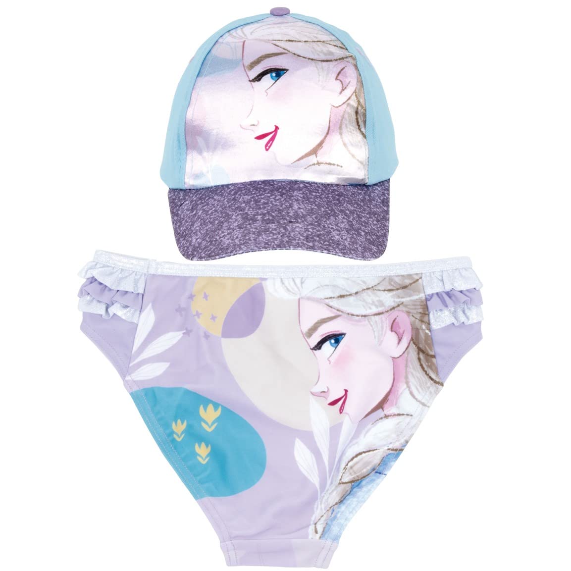 Requeteguay Urban RU Bañador Frozen Disney Elsa para Playa o Piscina + Gorra Frozen para Niñas | Pack de Bañador Culetin y Gorra Disney Frozen | Bañador Culetín Frozen y Gorra Disney