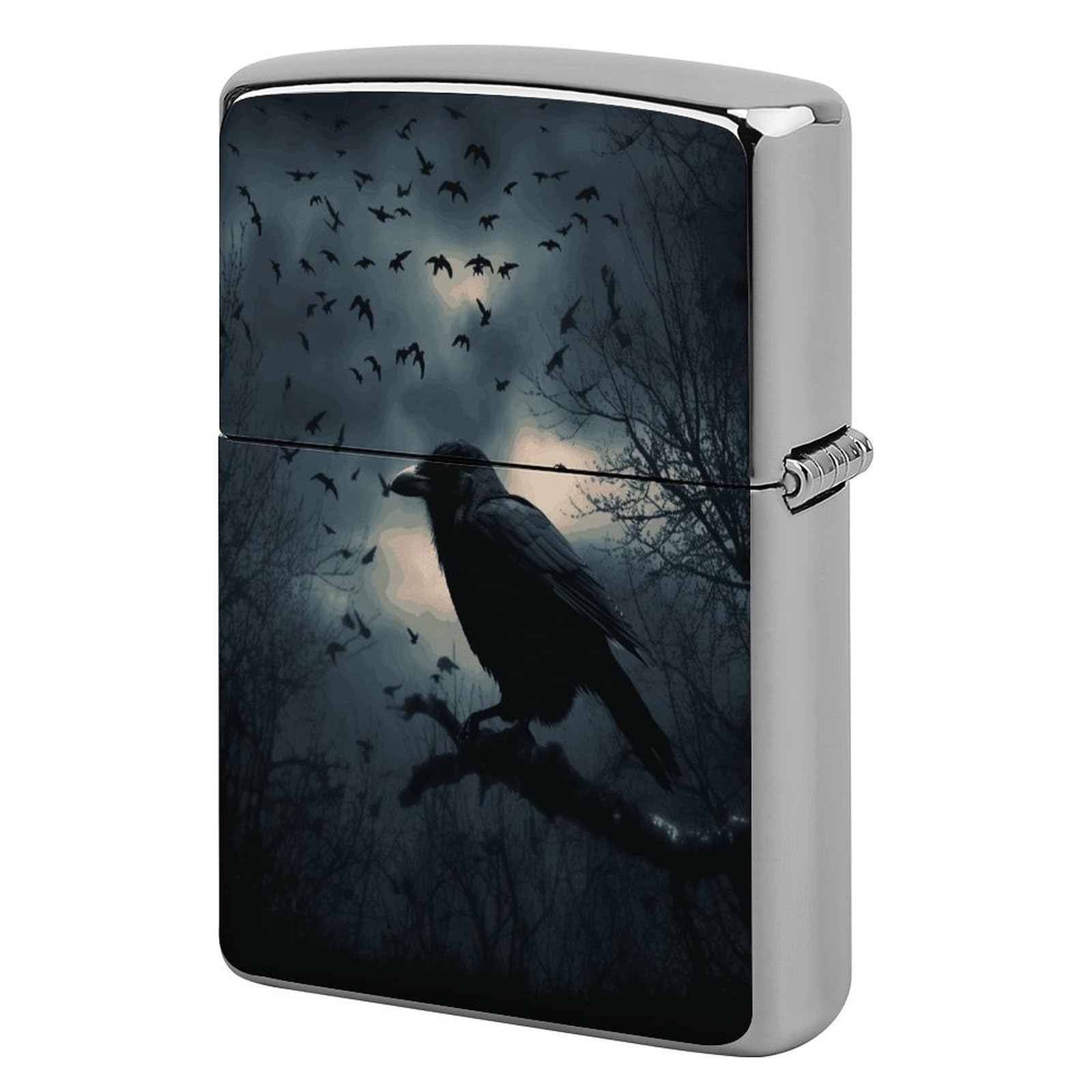 Btcowzrv Style Night Crow Metal Lighter Case Sleeve Cover Holder