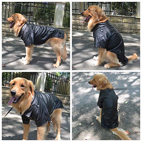 Lovelonglong Cool Dog Leather Jacket, Warm Coats Dogs Windproof Cold Weather Coats For Large Medium Small Dogs, Miniature Poodle Clothing Black L thumb #4