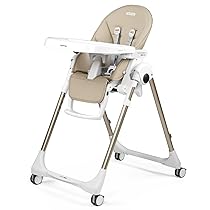 PEG Prima Pappa Follow Me Seggiolone Pappa Neonati Reclinabile, Funzione Sdraietta, 4 ruote, Pieghevole e Ultracompatto, per Bambini da 0 a 3 Anni (0-15 kg), Astral