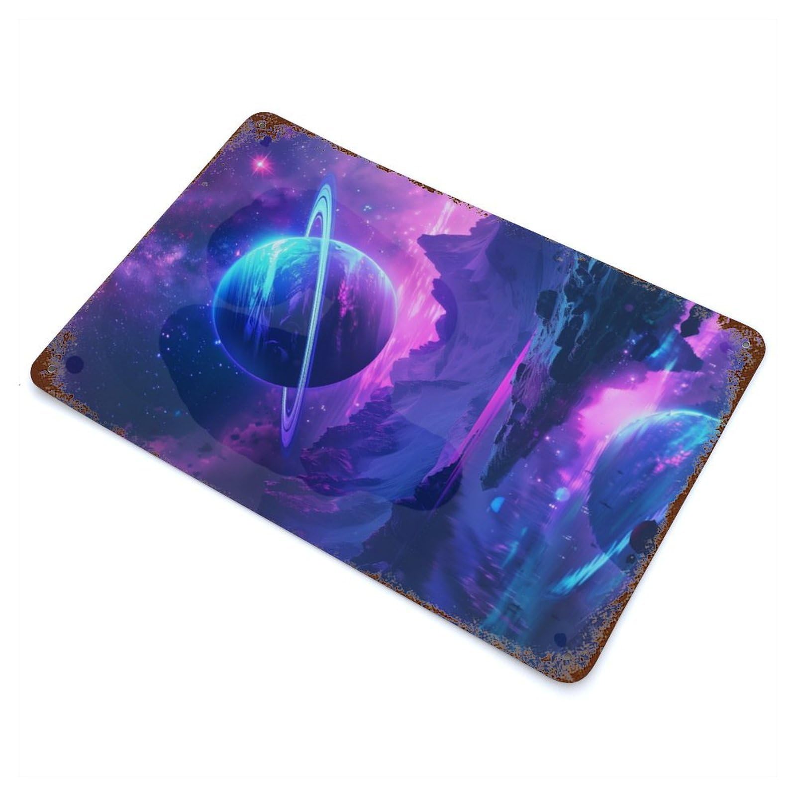 Interstellar Dreamscape Decorative Tin Sign 11.8"x7.9", for Bistro, Counter And Cafe Decor, Retro Wall Decor