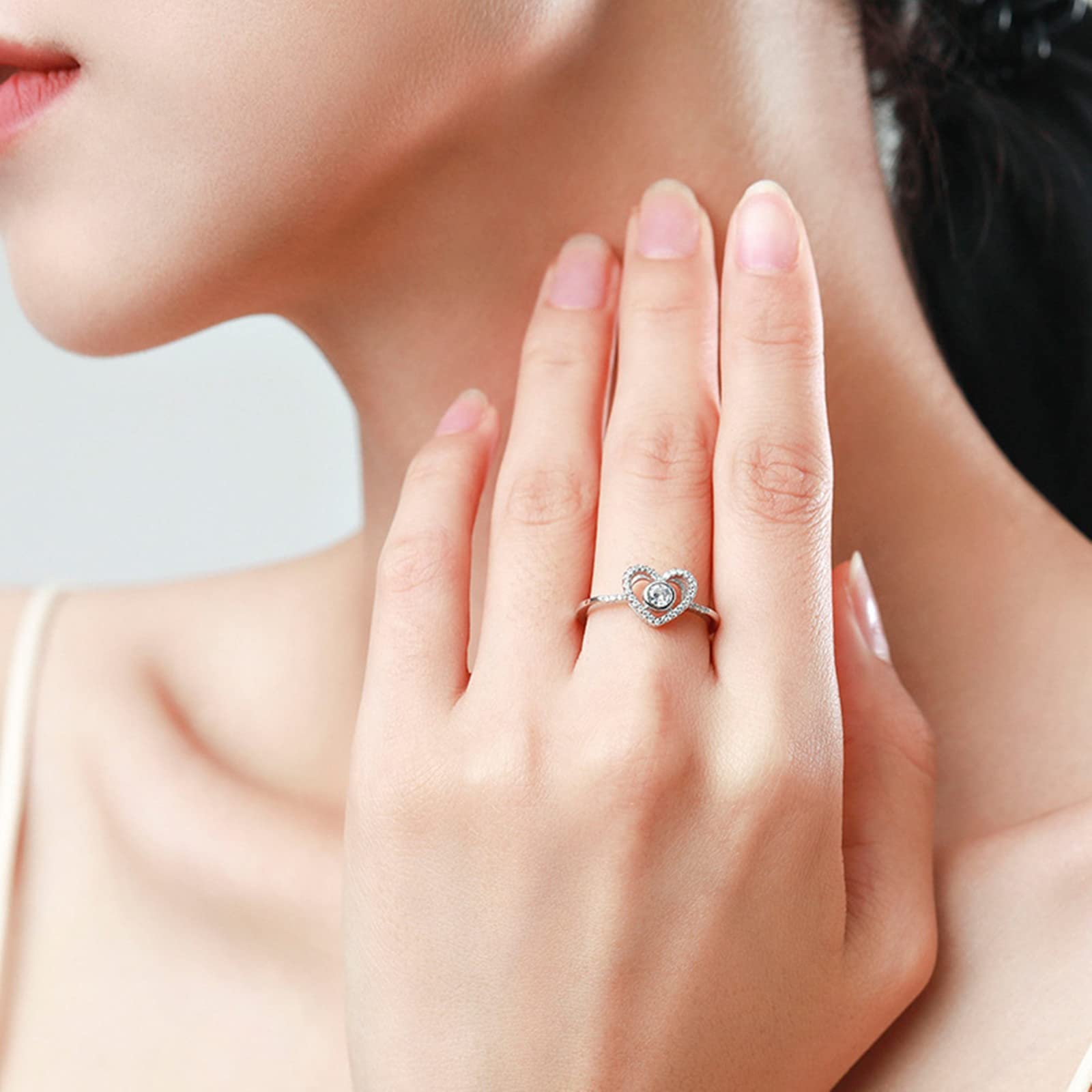 Pierścionek zaręczynowy 750 dla kobiet, 0,25 ct moissanit serce pierścionek żółte złoto diament dla niej, rozmiar 47 (15,0)-65 (20,7)