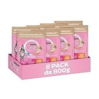 PURINA ONE Bifensis Junior Crocchette per Gatti Cuccioli con Pollo e Cereali Integrali 8 Sacchi da 800g