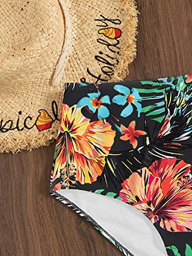 MakeMeChic Women's High Waisted Bikini Bottoms Floral Tropical Print Summer Swim Bottom3