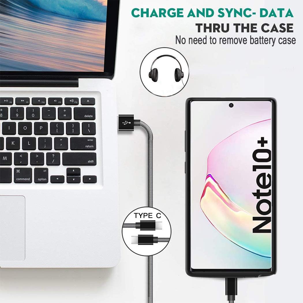 Battery Case for Galaxy Note 10 Plus, 6000mAh Portable Protective Charging Case Compatible with Samsung Galaxy Note 10 Plus (6.8 inch) Rechargeable Extended Battery Charger Case (Black)