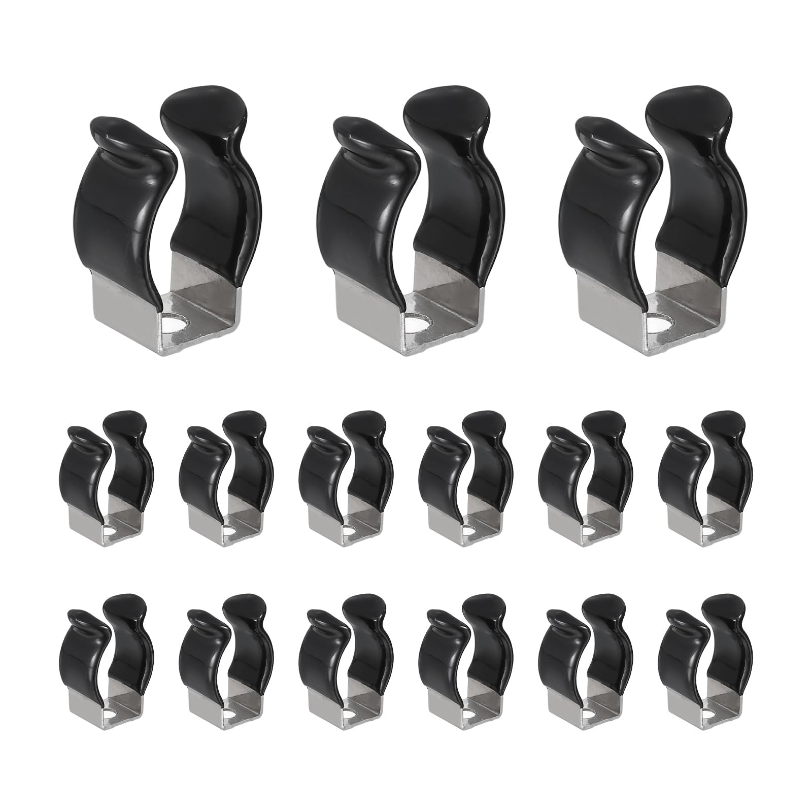 sourcing map 15Pcs T5 U Clips Holder Bracket, Stainless Steel LED Fluorescent Tube Clip, Lamp Support Pipe Clamps for 10mm 3/8" Light Bulb Tube Rod Mounting Accessories, 23mm H, Black — image 1