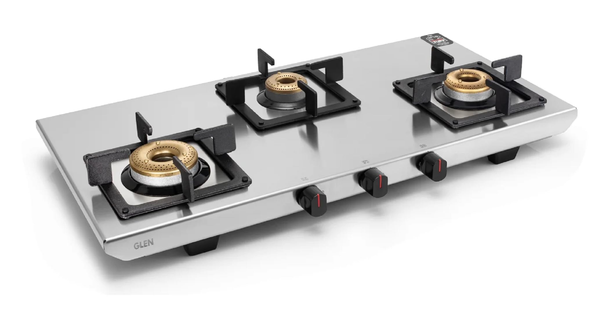 Glen 3 Burner Ultra Tuff Stainless Steel Gas Stove | Silver | ISI ...