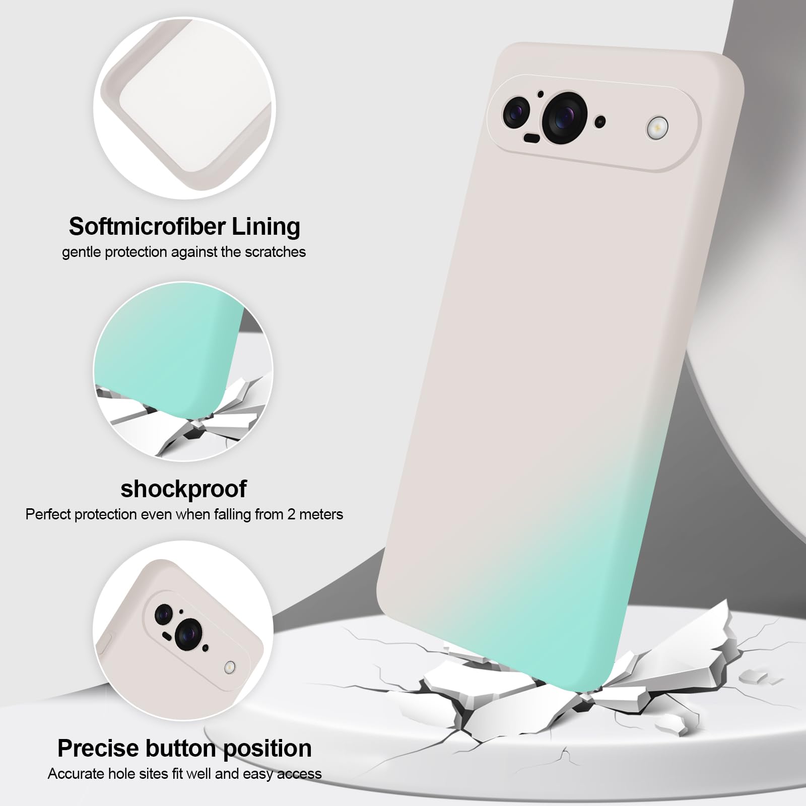 GiiYoon Funda para Google Pixel 9, Case de Silicona Suave de TPU Carcasa Protector de Goma Fexible Prueba Liviano y a Delgado de Golpes Antirrayas para Teléfono (Blanco) - 3