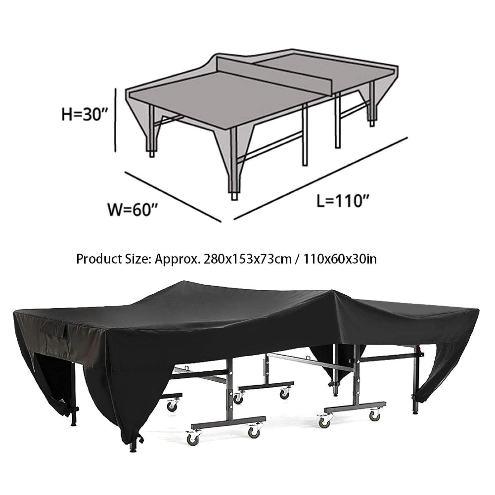 Cubierta de Mesa de Tenis Impermeable 280x153x73cm Negro