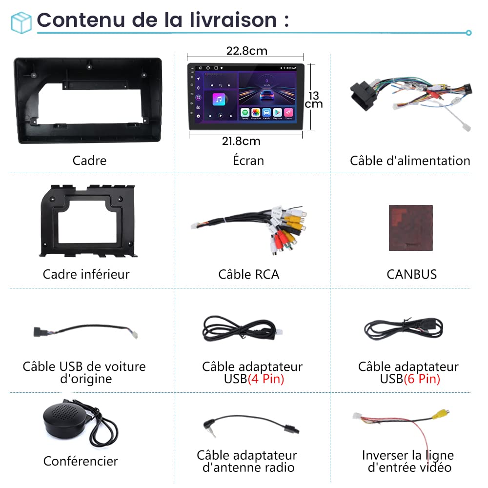AWESAFE Autoradio Android 13 pour Citroën C5 (2008-2017) – Écran Tactile 10 Pouces avec Cadre, CarPlay sans Fil, Navigation, Android Auto sans Fil, Bluetooth, WiFi, Radio RDS