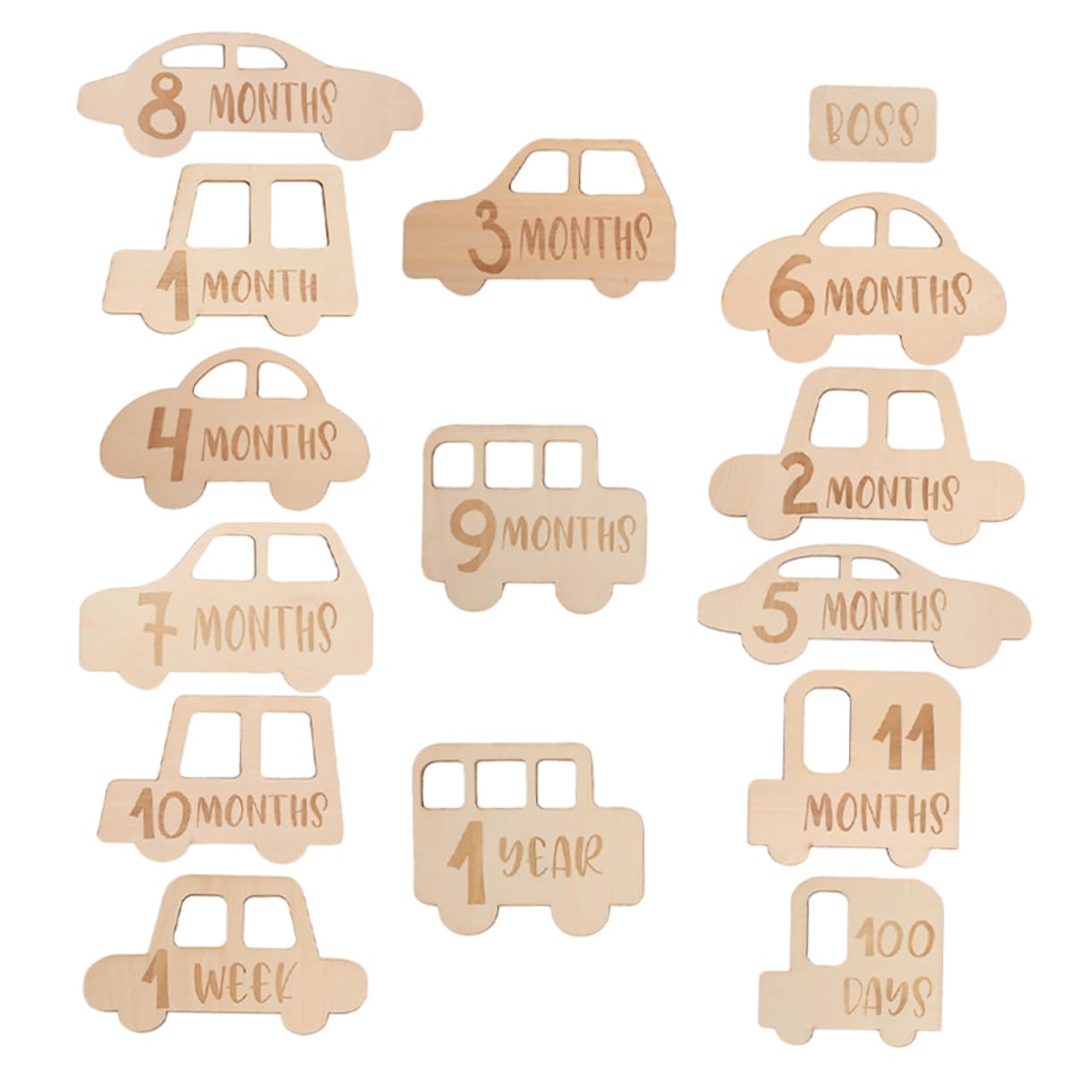jojofuny 75 Uds Tarjetas De Crecimiento del Tarjetas De Crecimiento del Recién Nacido Tarjetas Mensuales De Madera Rodajas De De Madera Mes del Meses del