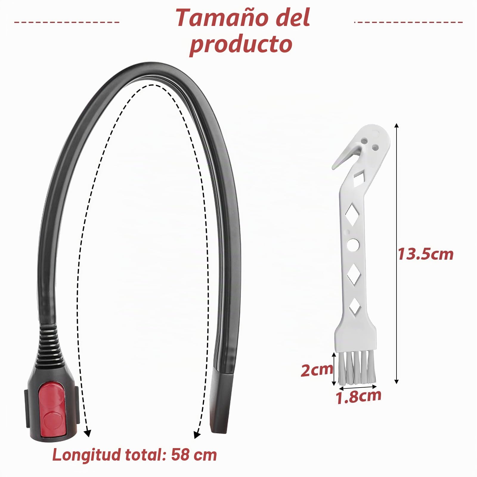 Crevice Tool Flexible para Aspiradoras Dyson V15 V12 V11 V10 V8 V7 Gen5 Plana Cepillo Boquilla de Repuesto para Dyson Aspiradora(58cm largo)