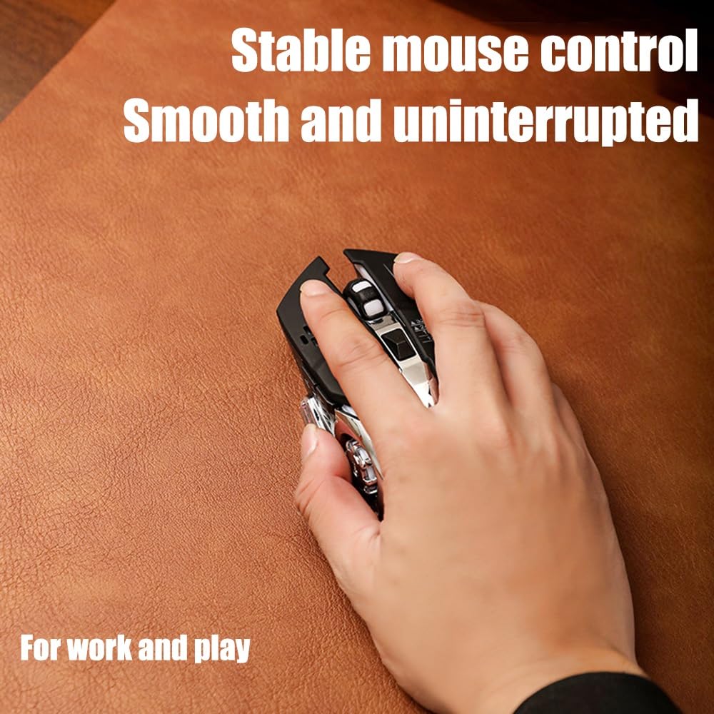 WYWY Sottomano in Pelle, Tappetino per Mouse con Motivo retrò in Pelle di Mucca, antimacchia e Impermeabile su Entrambi i Lati, Adatto per casa e Ufficio(Light Brown,70 * 140cm)