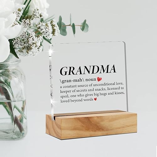 Miniatura 4 de Regalo de acrílico para abuela, decoración de escritorio de abuela, definición positiva de abuela, letrero decorativo de acrílico transparente con