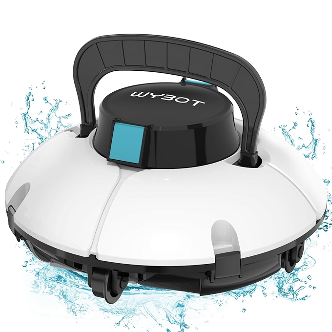 2024新款WYBOT无线机器人泳池吸尘器，双强力吸口，自停设计，适用于地上泳池