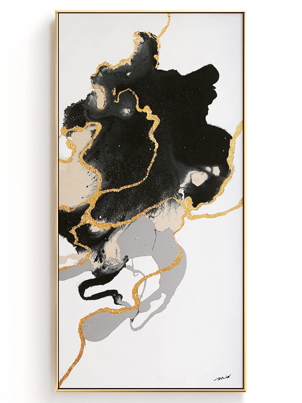 Pinturas Al Pintura Al Óleo Pintado A Mano,Negro Textura Graffiti Línea De Lámina De Oro Expresionismo Abstracto Pinturas De Arte Moderno Pinturas Al Óleo Pintadas A Mano sobre Lienzo Arte De Pa