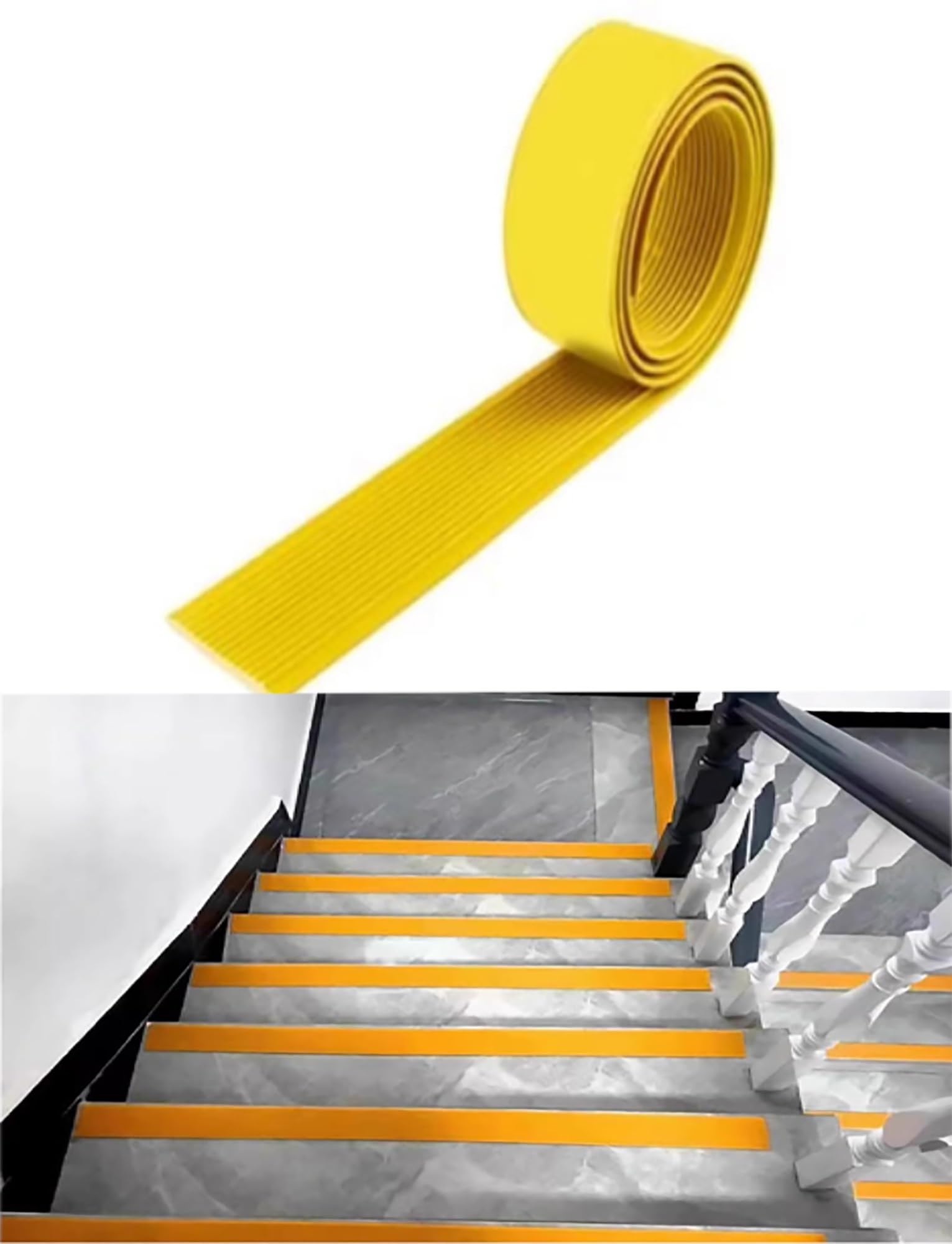 7,9 Zoll breites Antirutschband aus selbstklebendem PVC for Treppen – wasserdichte Antirutschstreifen for Treppen, Rampen und Böden im Innen- und Außenbereich(Yellow,20m)