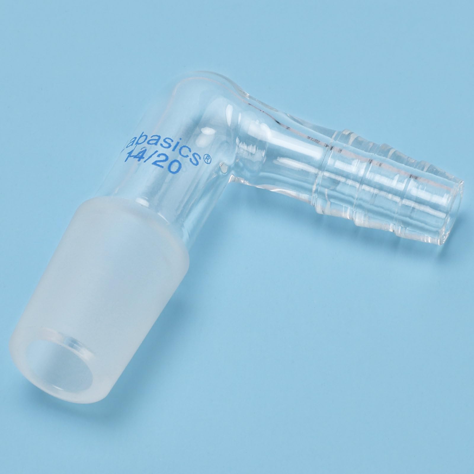 Labasics Adaptador de Vacío de Vidrio de 90 Grados, Junta Interior 14/20, Manguera para Laboratorio