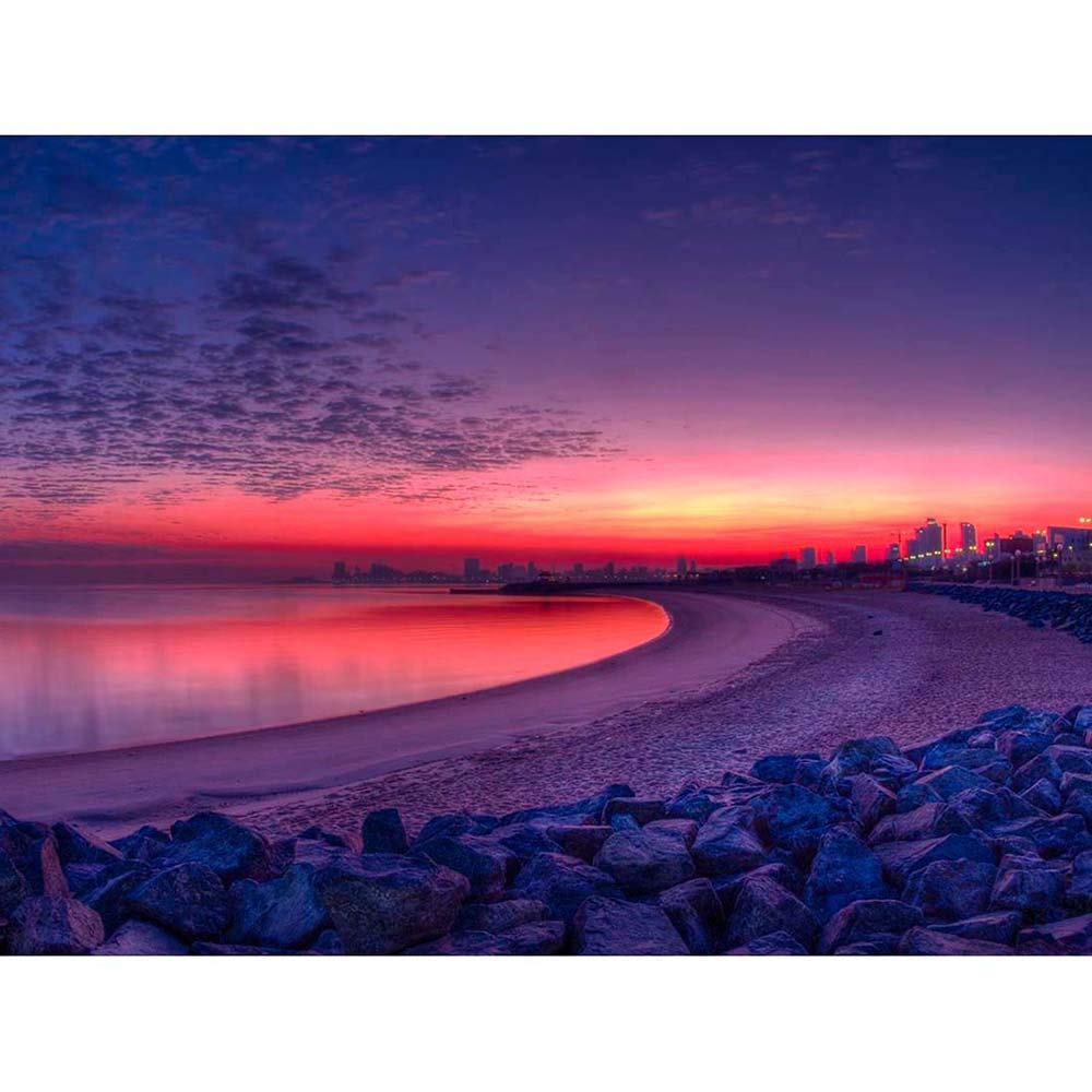 Wee Blue Coo Purple Pink Seascape Beach Sunset Art Print Poster Wall Decor 12X16 Inch