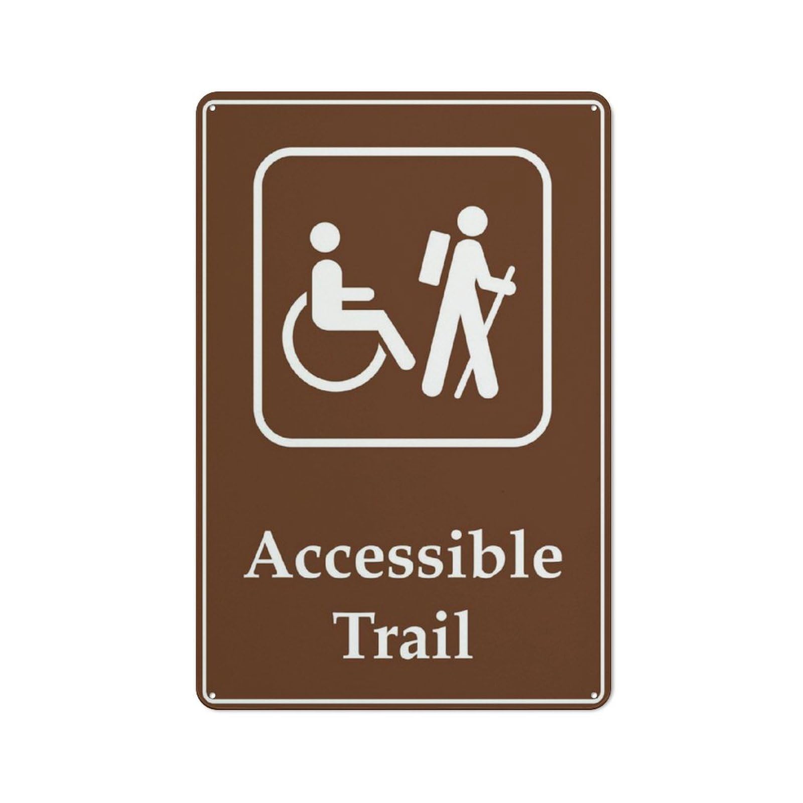 Accessible Trail (Campground) Sign, 8x12 Inch Metal Aluminum, Pre-Drilled Holes for Easy Mounting, Indoor/Outdoor Use for Fence, Door, Gate