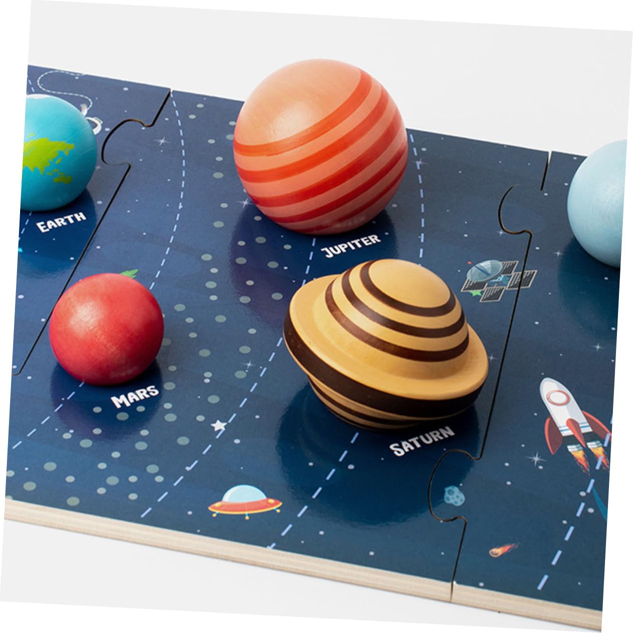 Rompecabezas y Aprendizaje Temprano de Planetas de Madera para Niños Modelo del Sistema Solar Juguete Educativo para Mejorar Habilidades Cognitivas