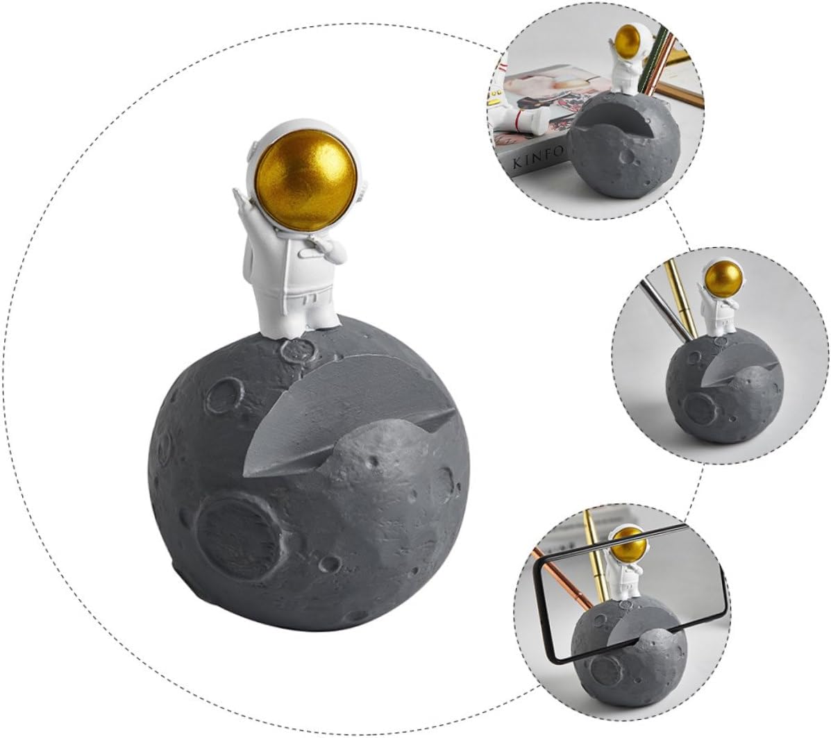 Luxshiny Cute Astronaut Phone Bracket Space Man Decor for Desktop Multifunctional Holder for Smartphone Tablet image 4