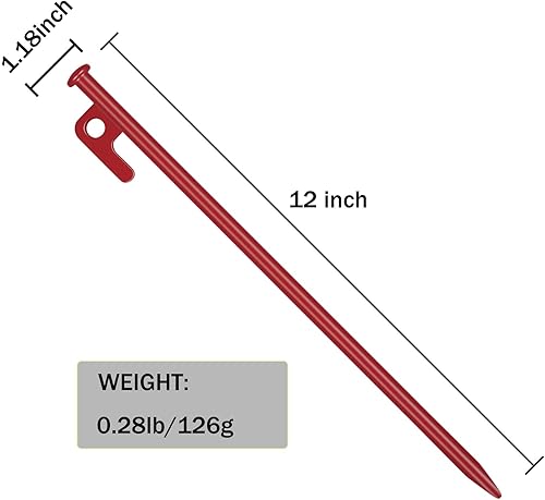 Miniatura 4 de Paquete de 8 estacas de tienda de campaña resistentes de 12 pulgadas de acero para acampar irrompibles e inflexibles