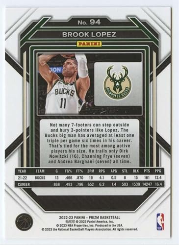 Miniatura 2 de Basketball Trading Card NBA 2022-23 Panini Prizm #94 Brook Lopez NM Near Mint Bucks