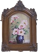 Winplus Vintage Ornate Arched Picture Frame 2.5x3.5 Inch Dark Brown - Intricate Floral Carvings, Wall Mount or Tabletop Display