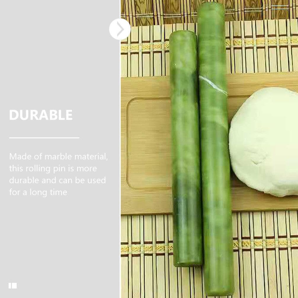 BESTonZON Marble French Rolling Pin Non-Stick Polished Dough Roller Kitchen Baking Utensils for Bread Pastry Pasta Pizza Cookie Bread Fondant 21cm