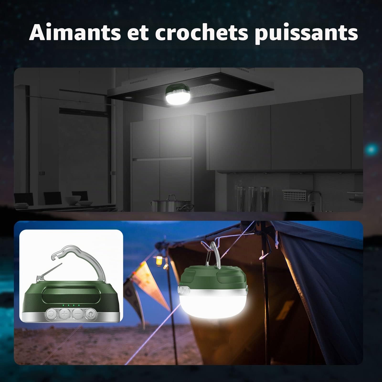 Lanterne Camping Rechargeable 8400mAh, LED Lampe Camping avec Changement de Couleur RVB, 5 Modes d'éclairage, étanche et Aimant Puissante pour Pêche, Randonnée d'urgence