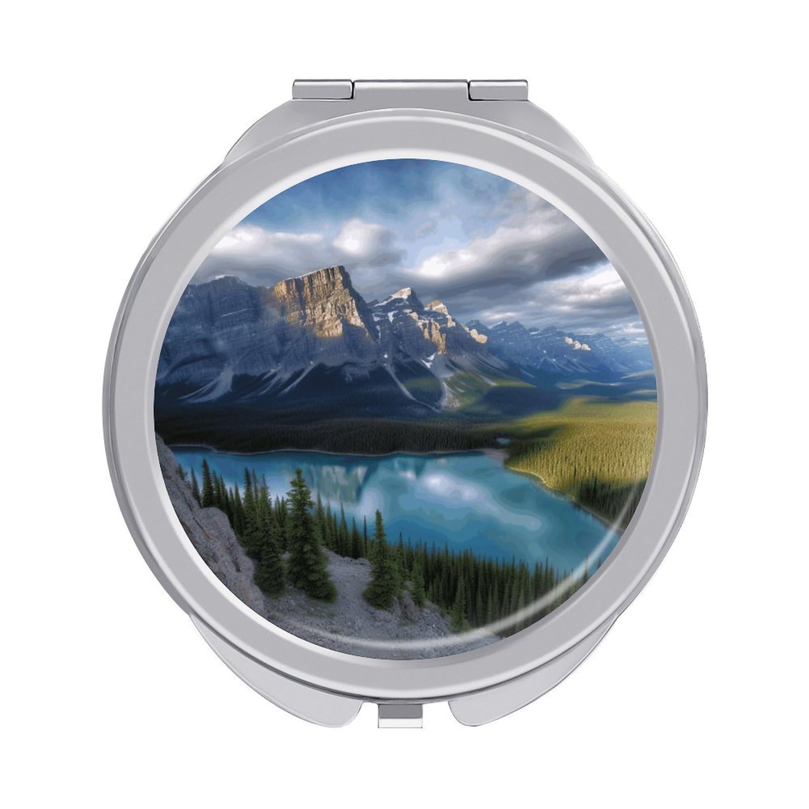 JTREHY Banff National Park Makeup Mirror Silver Mirror Surface Folding Makeups Mirrors Lightweight Durable Looking Glass for Suitable Traveling Handbag and Purses