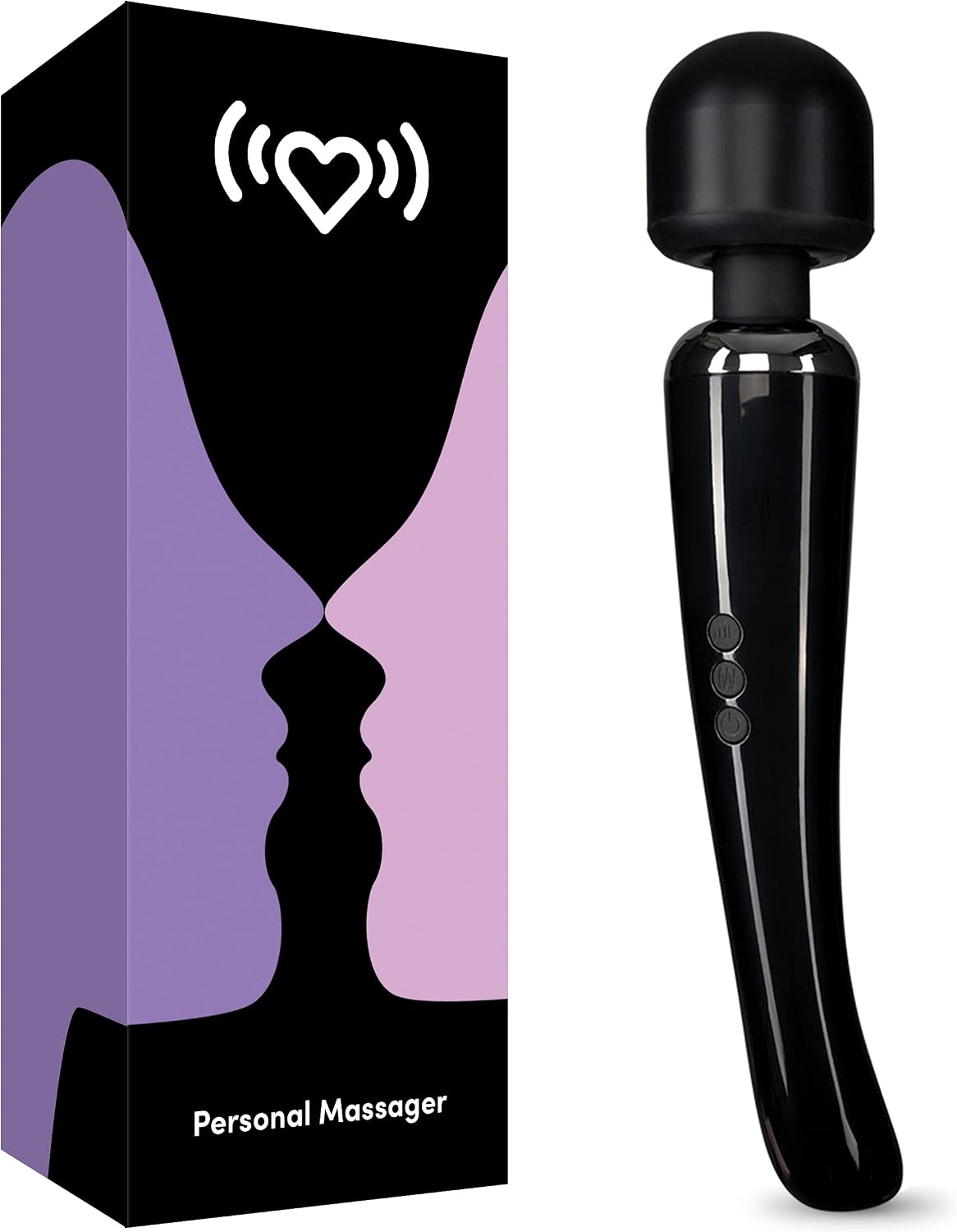Premium Magic Rechargeable Personal Massager - Large Edition - 20 Powerful Patterns & 8 Speeds - Perfect for Muscle Tension, Back, Neck Relief, Soreness, Recovery - (All Black)
