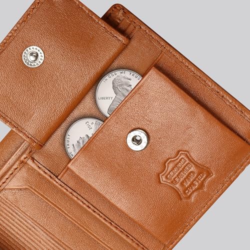 RFID Protected Leather Bifold Wallet for Men, Tan Brown, Multiple Card Slots, Slim Design with Cash Compartment3