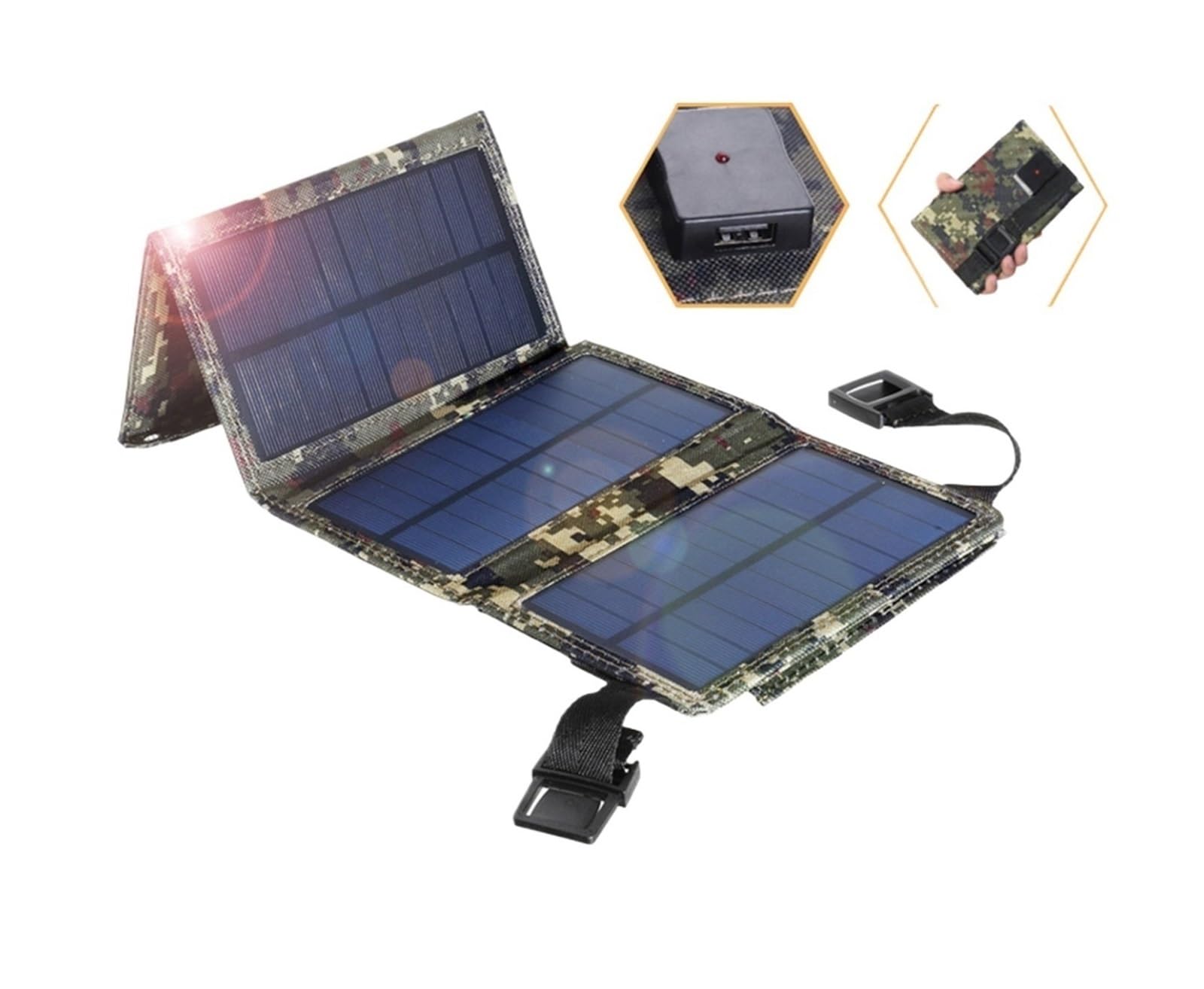 Paneles solares, Panel Solar Plegable, Portátil, Imperable, Con Puerto USB, Adecuado For Acampar Al Aire Libre, Senderismo, Teléfono Móvil, Banco De Energía Móvil.(Champagne)
