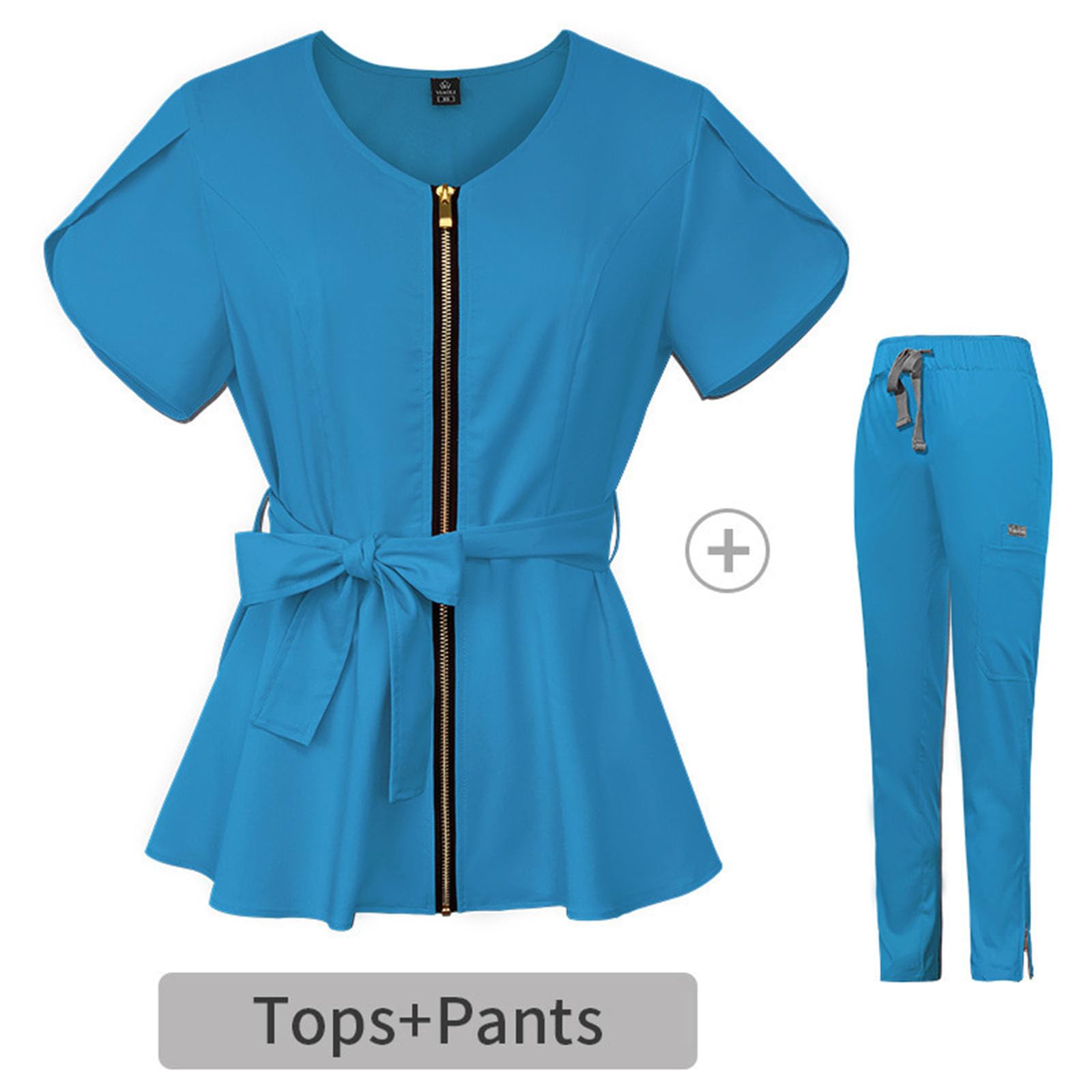 Conjunto de uniforme de enfermera, ropa de trabajo, camiseta de trabajo, camisa de trabajo de color sólido, conjunto de uniforme de cuidado de gatos, conjuntos de uniforme médico para mujeres, aseo de