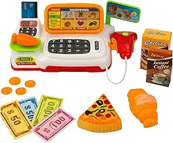 Caixa Registradora Infantil com Luz, Som e Acessórios | Brinquedo Educativo para Crianças 3+ Anos | Simula Compras com Dinheiro e Cartão de Crédito | Presente Divertido e Didático