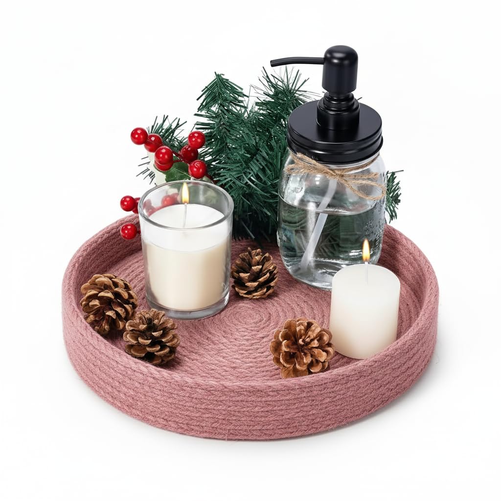BOBBINY Rope Tray - Decorative Round Tray for Home Decor -23