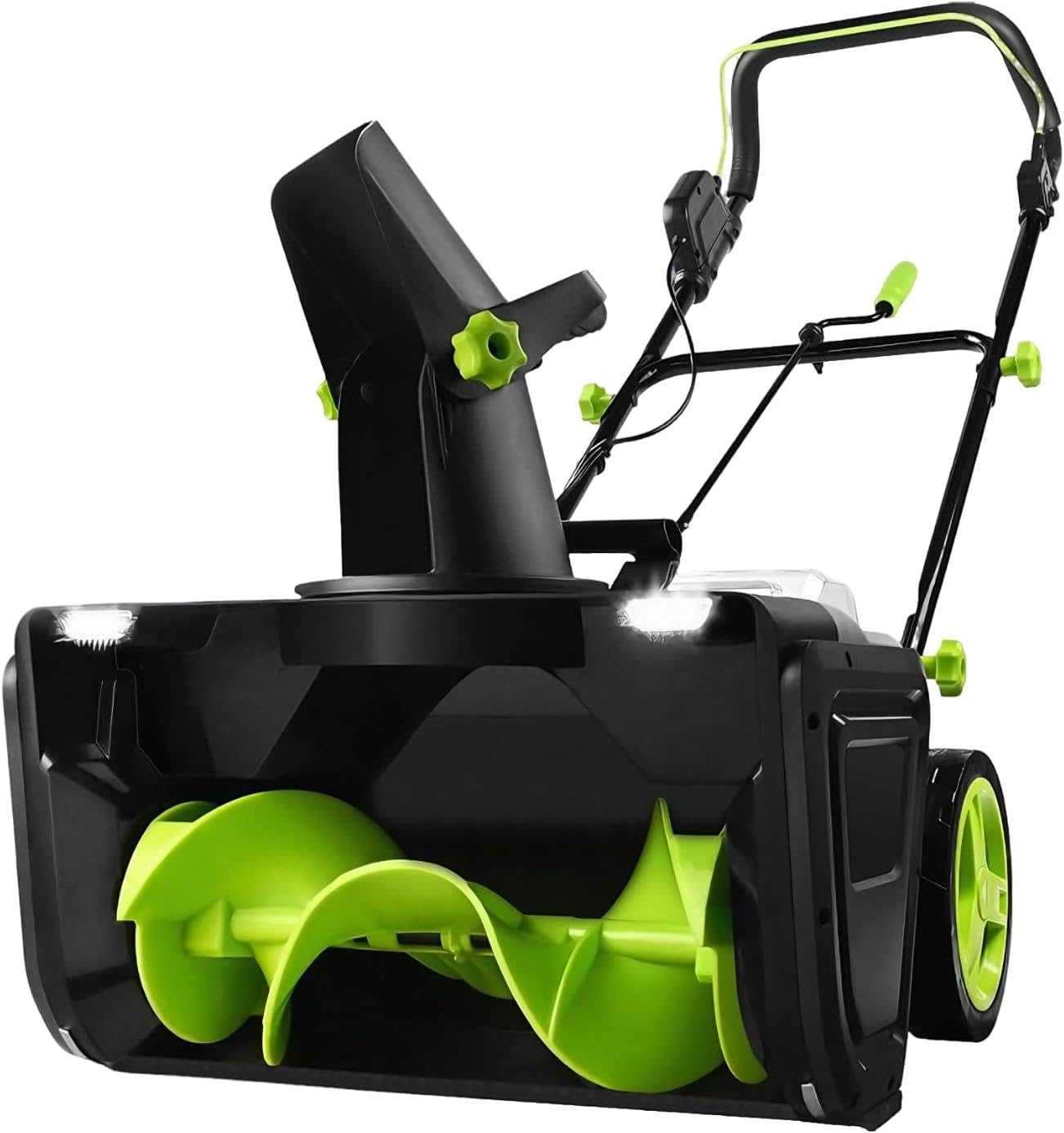Pelle à neige électrique sans fil Pro, souffleuse à neige avec batterie 40 V, moteur sans balais 3500 W, lancer de 7,6 m, chemin de 50,8 cm, lumières LED pour allée