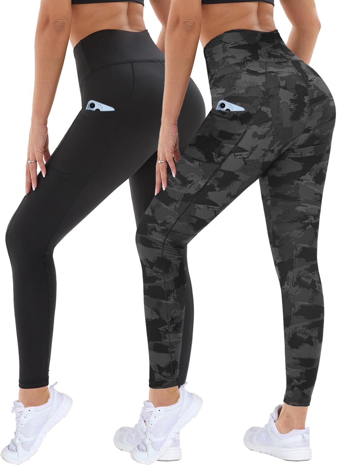 DDOBB 2-pack Sportleggings voor Dames, Hoge Taille, Lang, Met Zakken, Gym Leggins, Ondoorzichtig, Zwart, Sportbroek, Elastische Buikcontrole, Yogabroek, Fitness, Loopbroek, zwart/groen., S-M DDOBB 2-pack Sportleggings voor Dames, Hoge Taille, Lang, Met Zakken, Gym Leggins, Ondoorzichtig, Zwart, Sportbroek, Elastische Buikcontrole, Yogabroek, Fitness, Loopbroek, zwart/groen., S-M