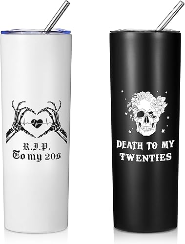 Maxcheck Rip to My 20s - Decoraciones de cumpleaños, 2 tazas góticas de regalo de cumpleaños número 30, vaso de cumpleaños de 20 onzas, regalo de disponible en Yaxa Peru